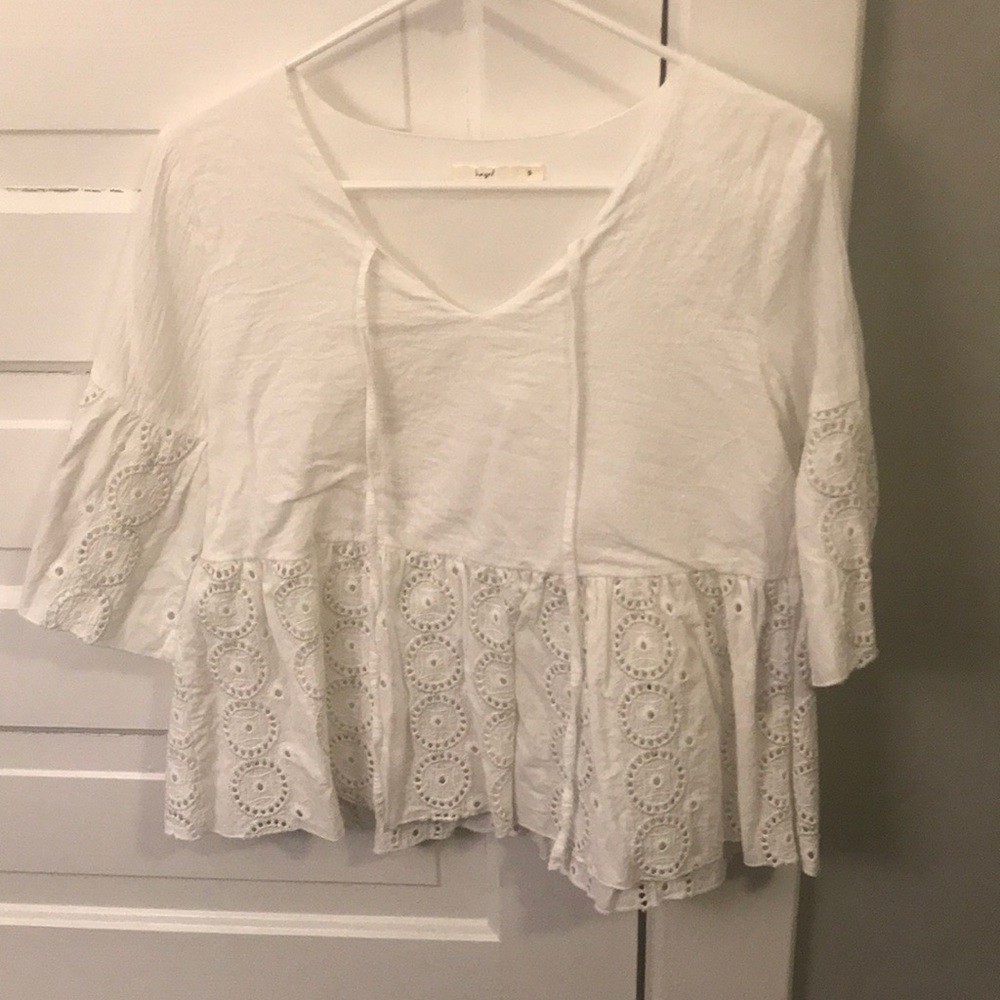 White Cotton S Blouse with Silver Stitched detail